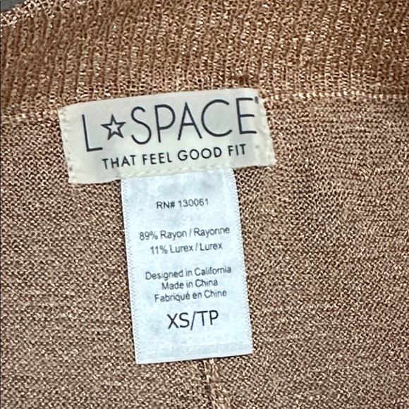 L Space Glisten High Rise Sheer Flare Pants Champagne Pink Gold Size XS‎ - Picture 8 of 13